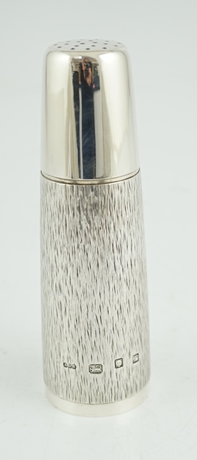 An Elizabeth II part textured silver sugar caster by Adrian Gerald Benney